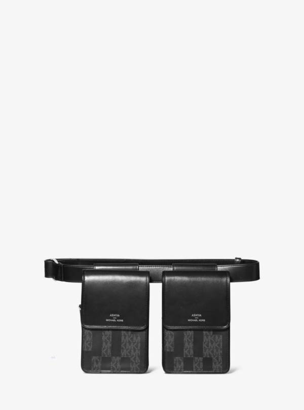 Damske Crossbody Kabelka Michael Kors ASHYA X Saga Signature And Leather Multi Čierne - Kabelky Michael Kors Obchod | YJCOM-1093